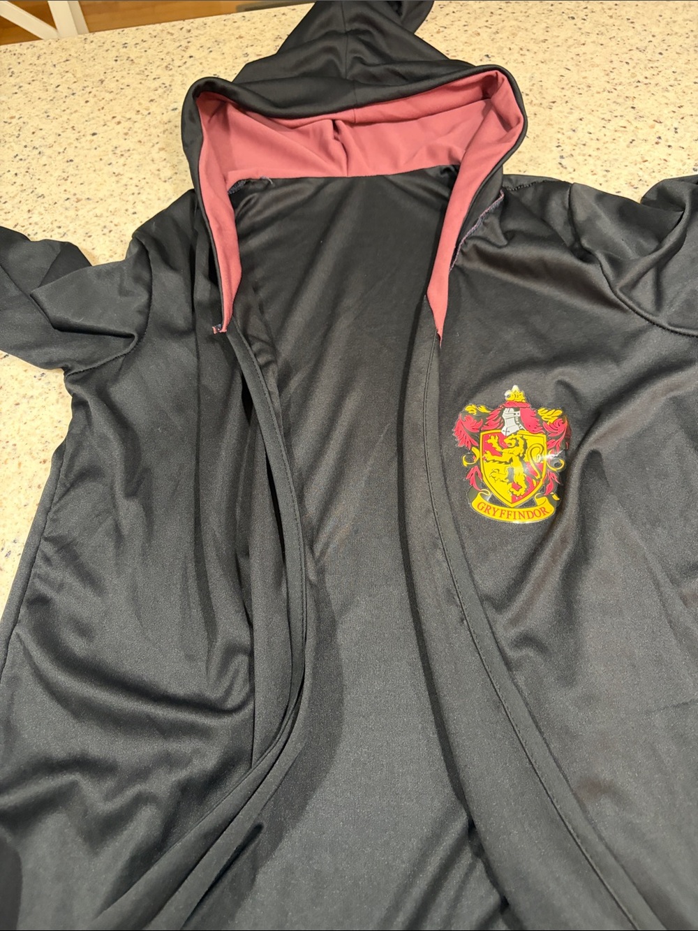 Harry Potter Black Hooded Cape with Red Lining and Gryffindor Crest